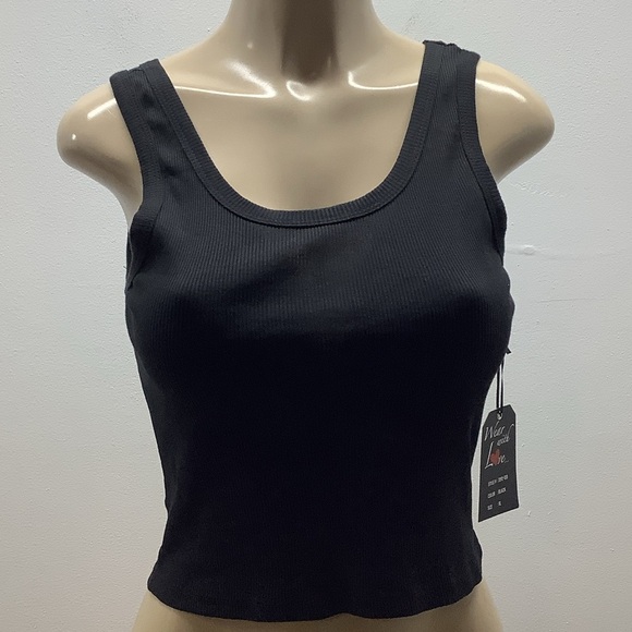 Splash Size XL Black Ribbed Crop Tank Top. New With Tags - Picture 1 of 7